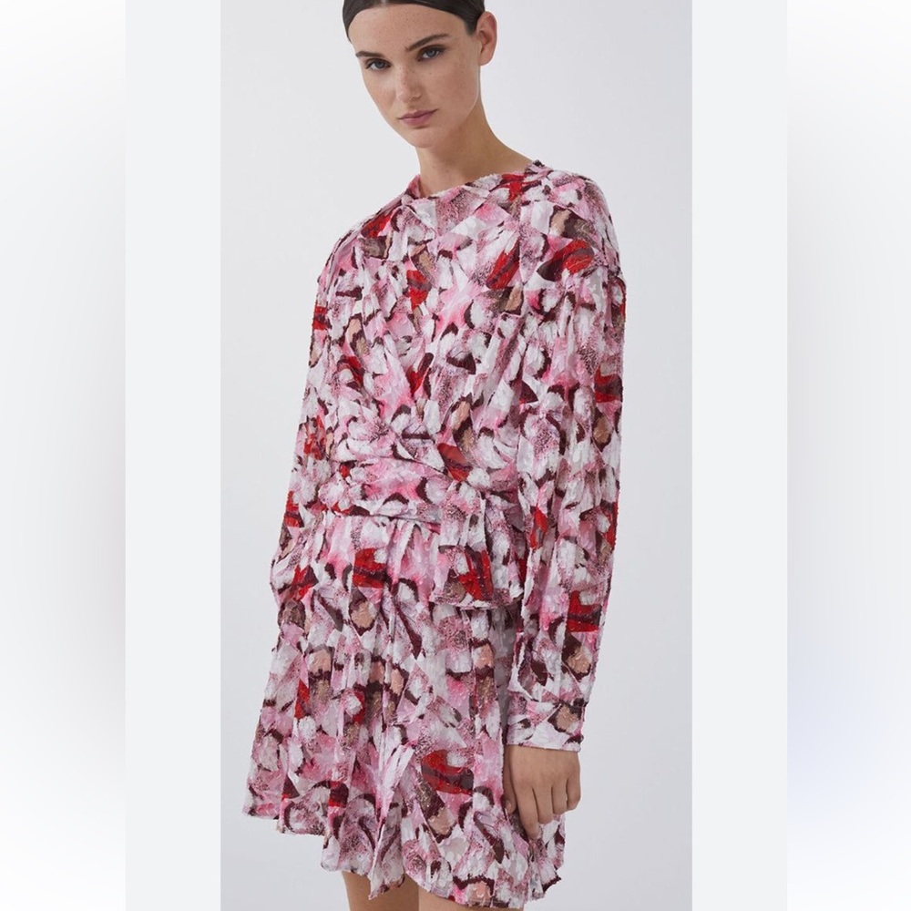 IRO CARLINA WRAP-EFFECT RUFFLED SILK & COTTON-BLEND MINI DRESS